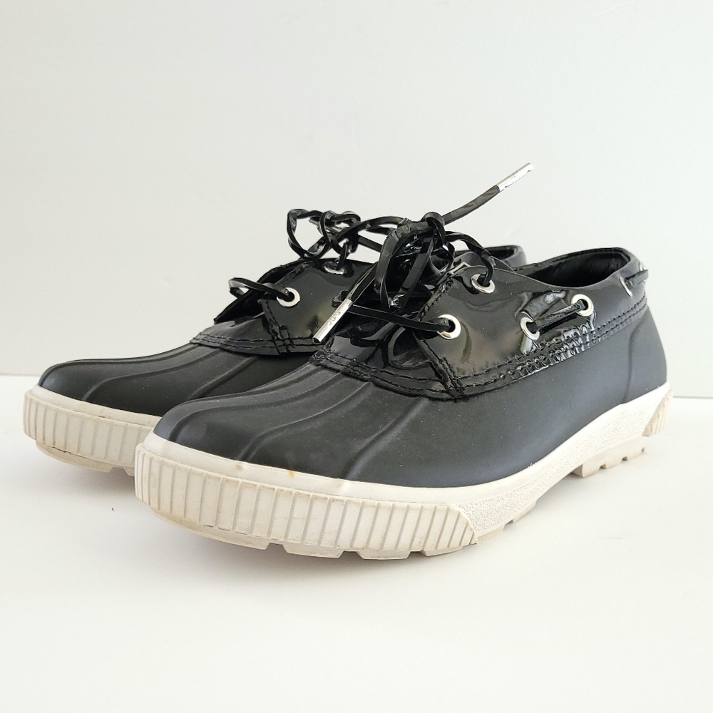 Michael Kors Women's Hyde Lace up black rubber Patent shoe size 9